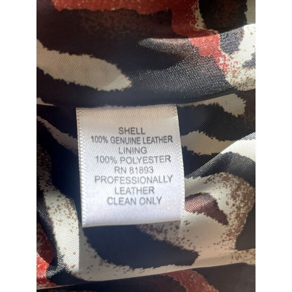 Denim & Co Womens Jacket Fitted 1x Genuine Leather Pintuck Moto Camel Brown - Picture 3 of 6